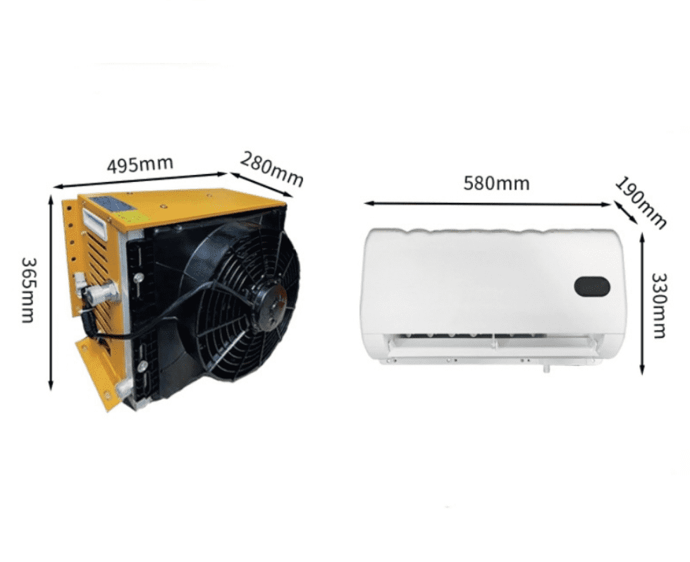 12V Air Conditioner w/Brushless Motor, Mini Split 12 Volt Air Conditioner, Semi Truck 12 Volt DC Air Conditioner, Cooling Low Noise for Big Rig Sleeper, Semi Trucks, Pickup, Trucks, RV, Vans